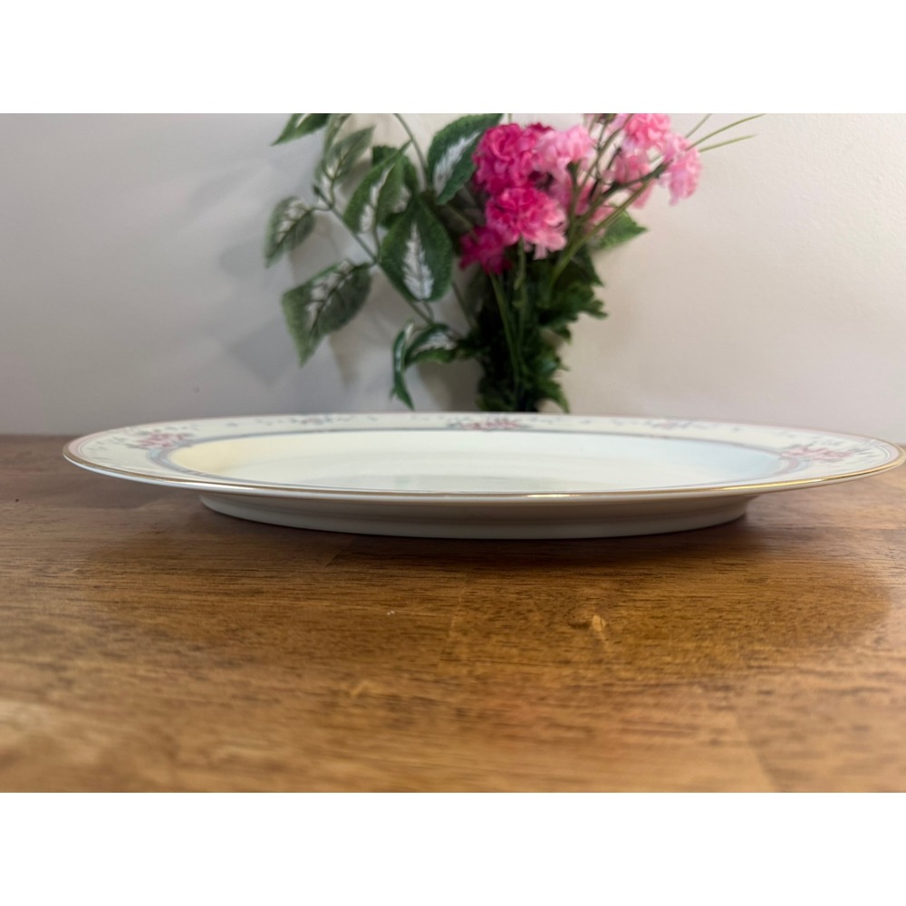 Noritake Magnificence Oval Serving Platter Bone China Japan Pink Roses Gold Trim - Picture 8 of 12